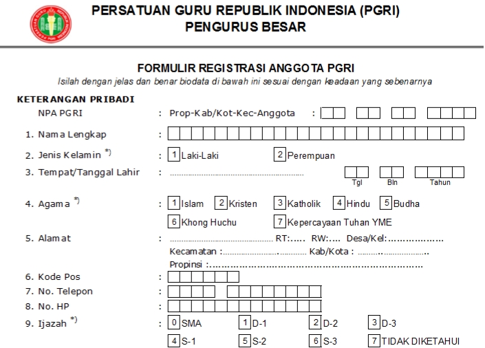 Pendaftaran PGRI Bukitraya - Persatuan Guru Republik Indonesia Cabang Bukitraya